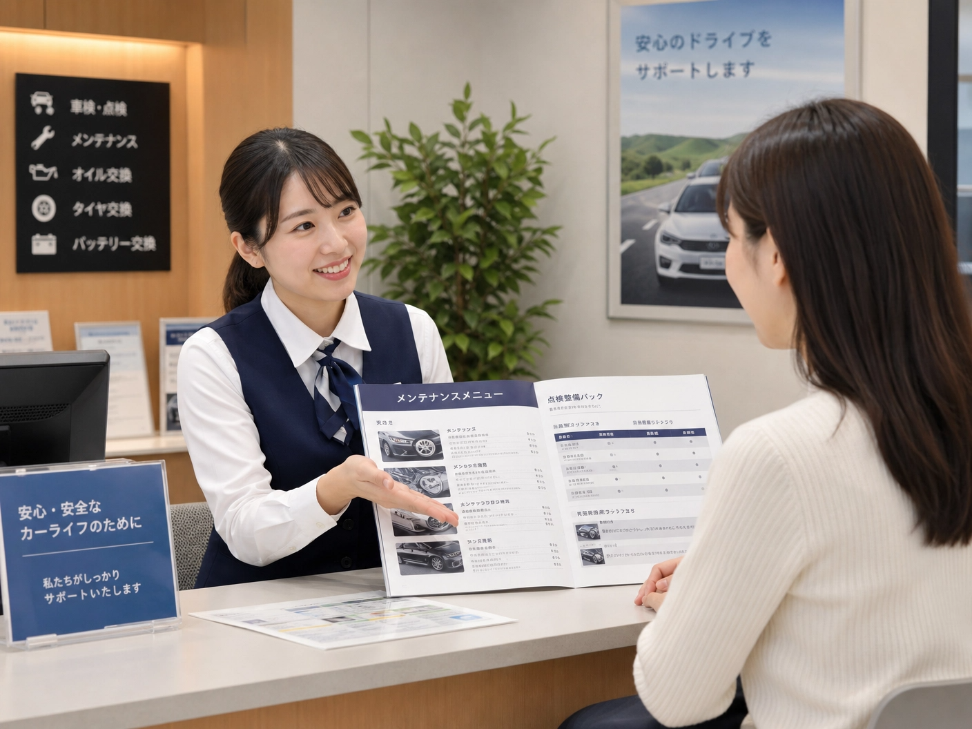 カウンターで丁寧に提案するスタッフ